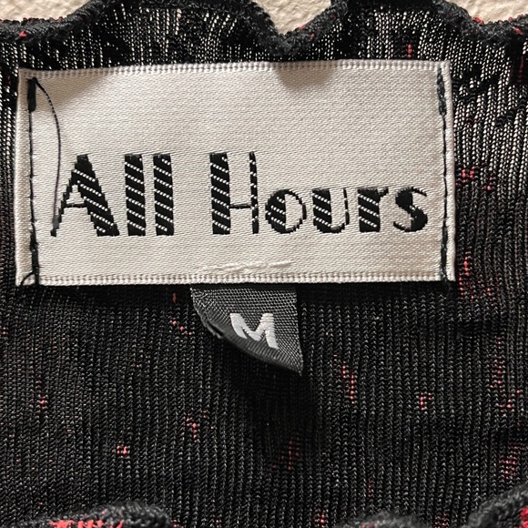 ALL HOURS Chic Glam Sparkling Long Sleeve Pull Over Top, Sz Med, Red and Black - Picture 3 of 7